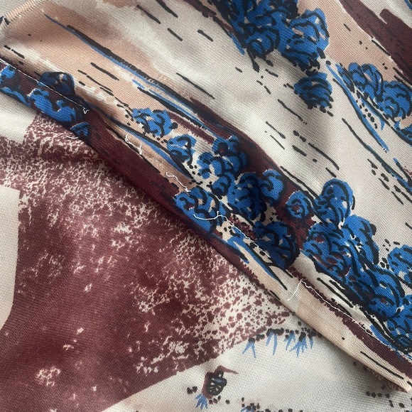 1970s Airplane Novelty All-Over Print Nylon Button-Up Shirt - Picture 12 of 12